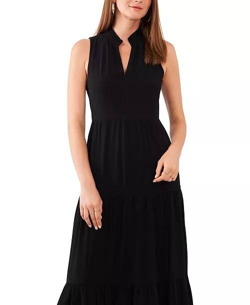 Vince Camuto Split‑Neck Sleeveless Maxi Dress Rich Black M NWT $69