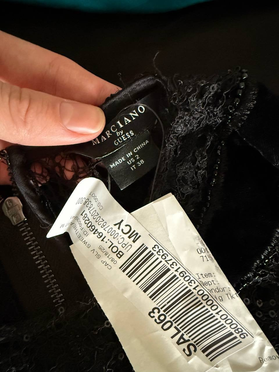 GUESS Marciano Black Sequin Lace Dress Size 2 Bodycon NWT MSRP 400 Women's
