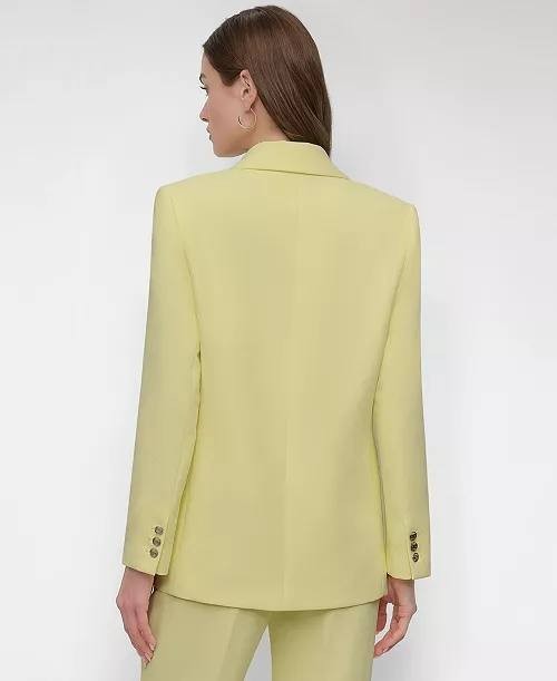 DKNY Women’s Notch Collar One Button Long Sleeve Jacket Yellow Size 14 NWOT $169