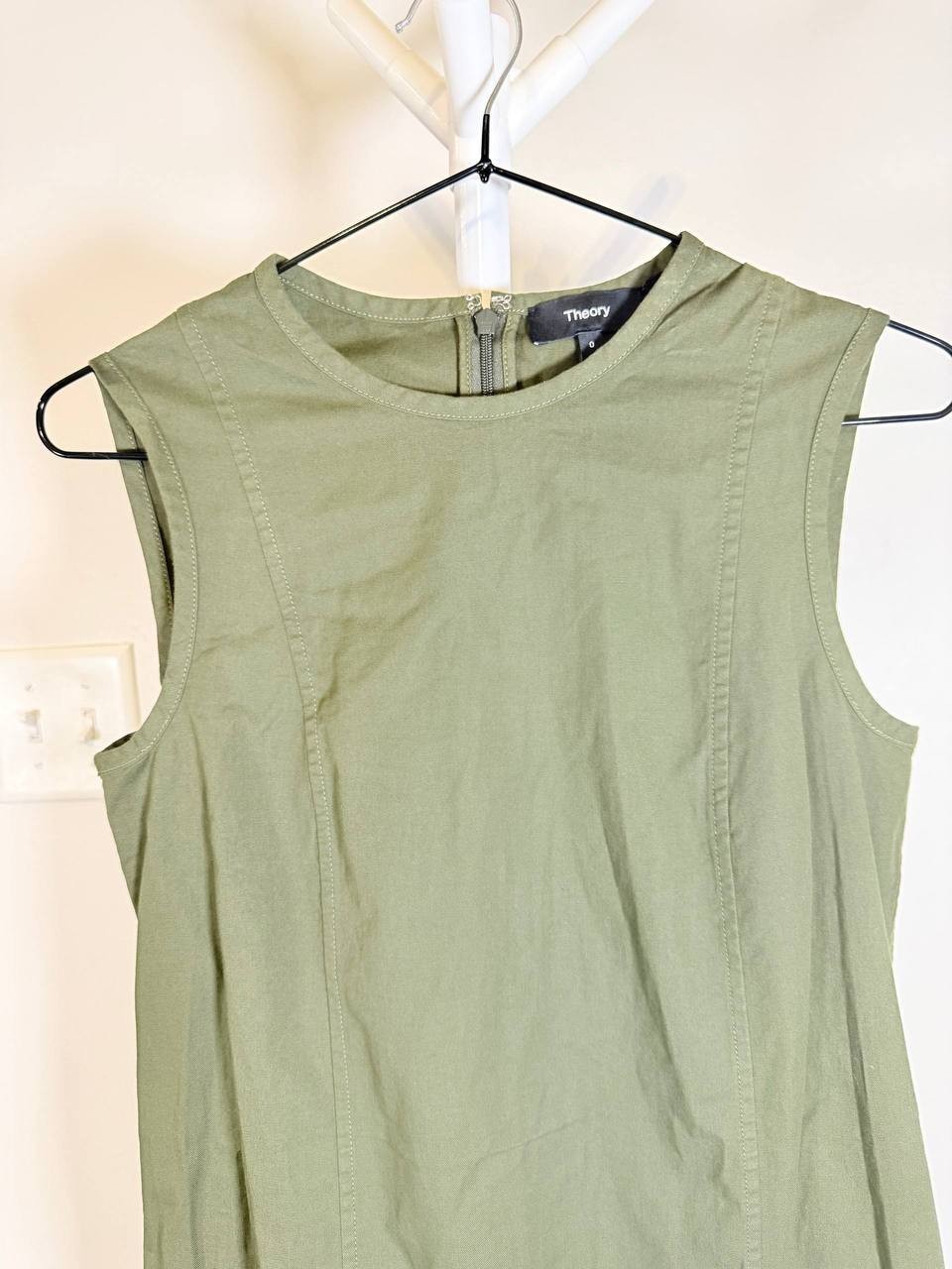 Theory Olive Green Sleeveless Shift Mini Dress – Size 0 – NWT-$172.50