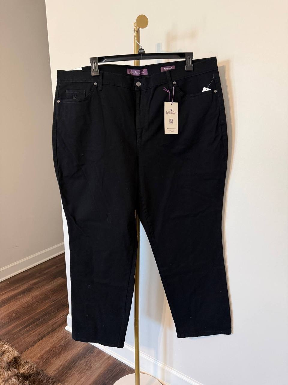 Gloria Vanderbilt Amanda Straight Jeans Black Size 24W NWT Classic Fit msrp$56