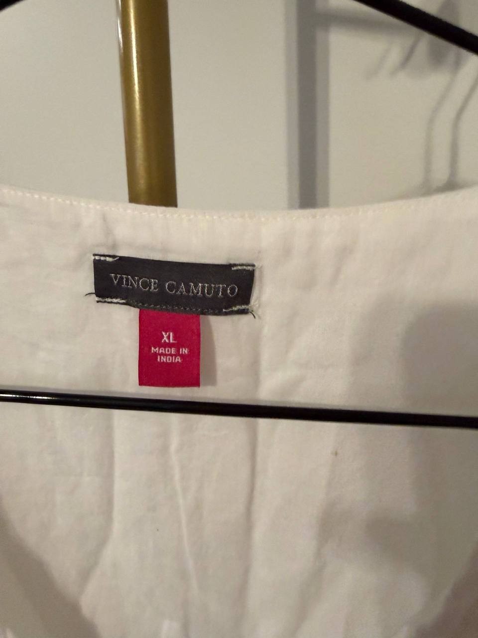 Vince Camuto Pintuck V‑Neck Peplum Tank Ivory Size XL NWT msrp$99