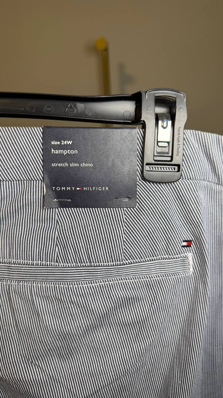 Tommy Hilfiger Plus Pinstripe Hampton Chino Pants Blue 24W NWT $89.50