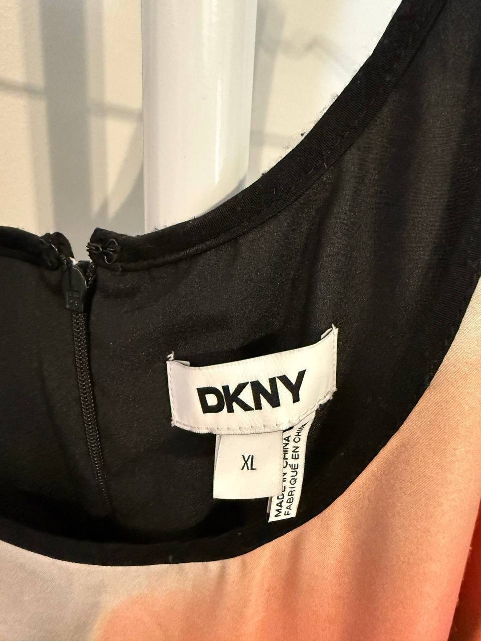 DKNY Sleeveless Border‑Print Shift Dress XL Pre‑Owned Pilling MSRP $48