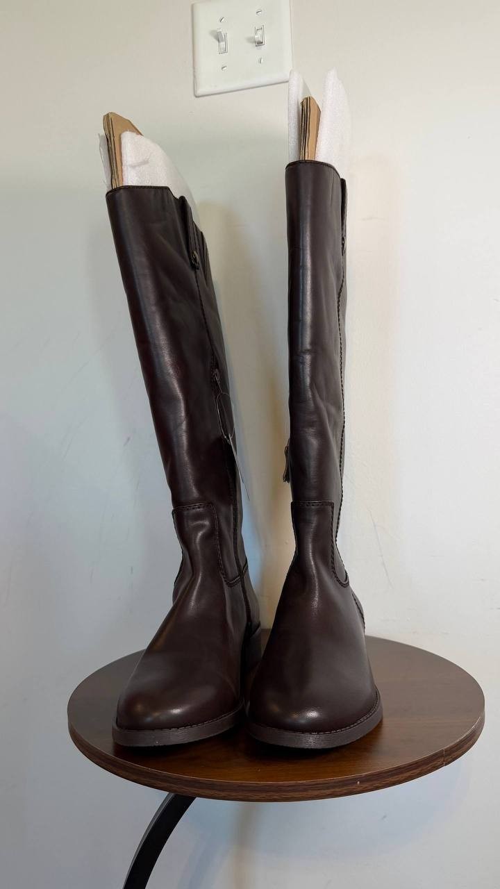 INC Fawne Women’s Leather Knee High Boots Chocolate 9W Leather $189.90 NWOB