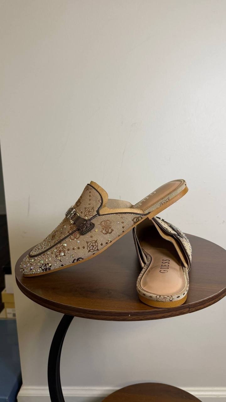 Guess Medium Brown Textile Mule Loafers 9M NIB MSRP $119