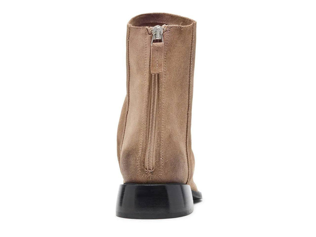 Steve Madden Nexie Bootie Taupe Suede 6.5M Block Heel Back Zip $159.99 NWB