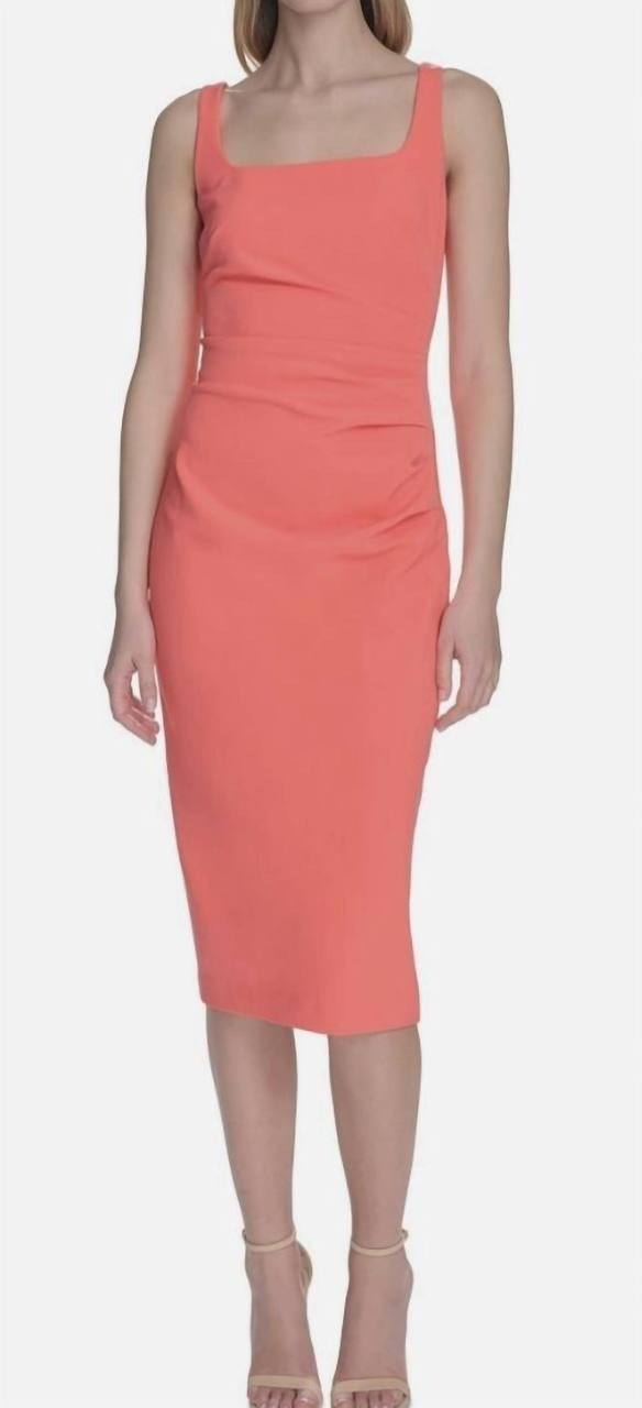 Vince Camuto Square Neck Bodycon Dress Coral 12 NWT $148