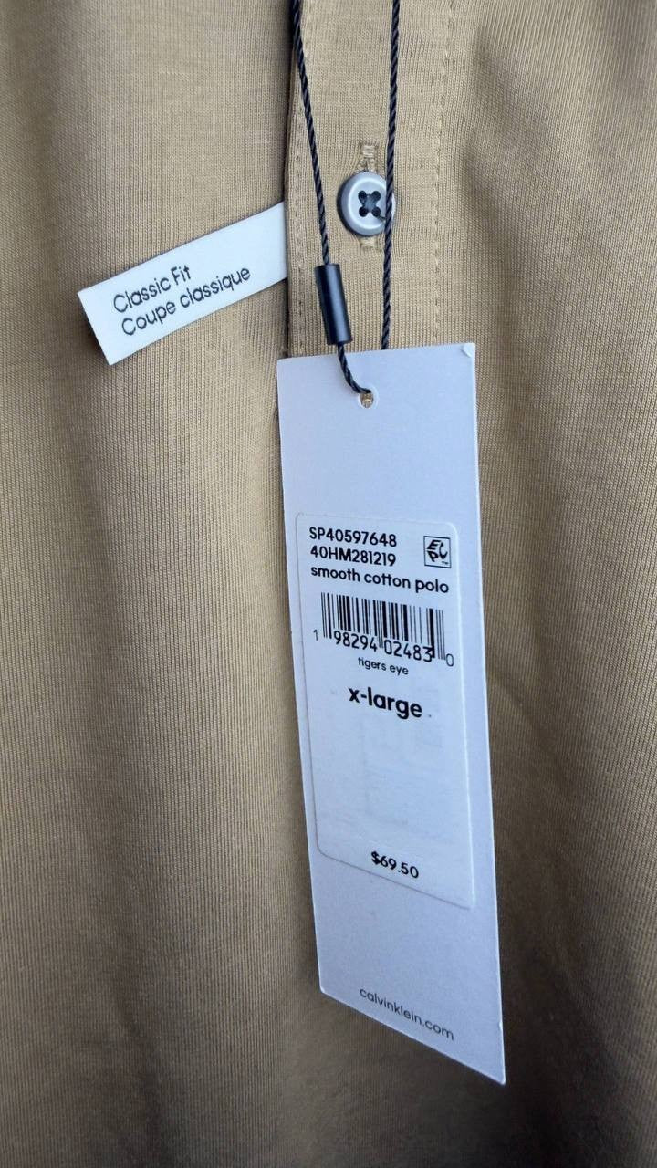 Calvin Klein Pima Cotton Polo Shirt Tigers Eye XL NWT $69.50