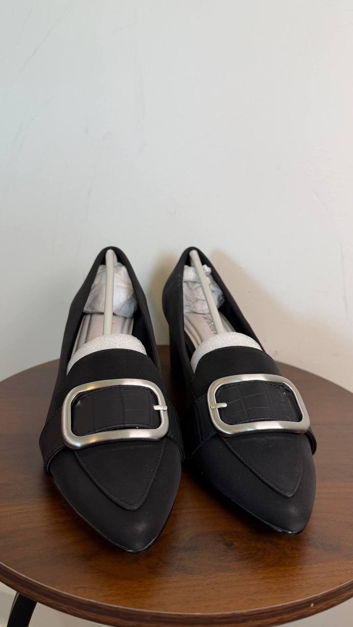 Easy Street Aster Slip‑On Pumps Black 11M Man‑Made Block Heel $75 NWB