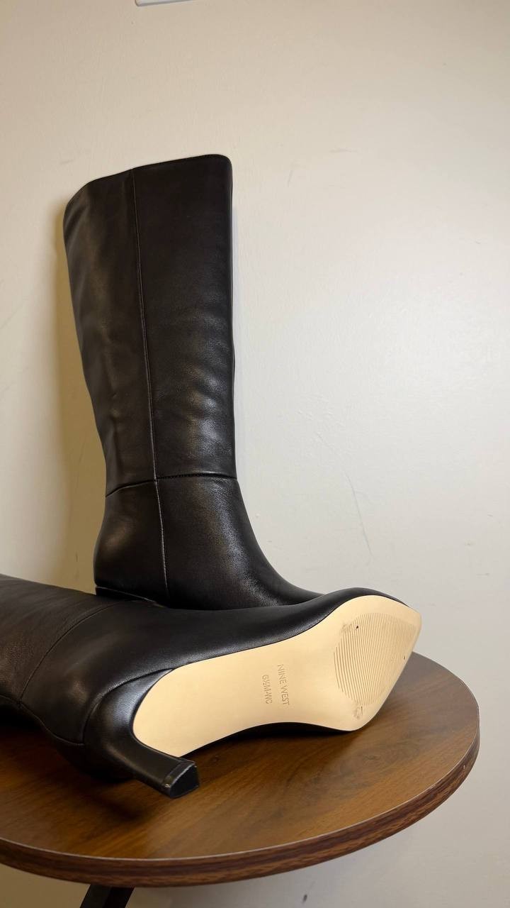 Nine West – Lorthey Dress Boots – Black – 6.5M – Leather – NWB