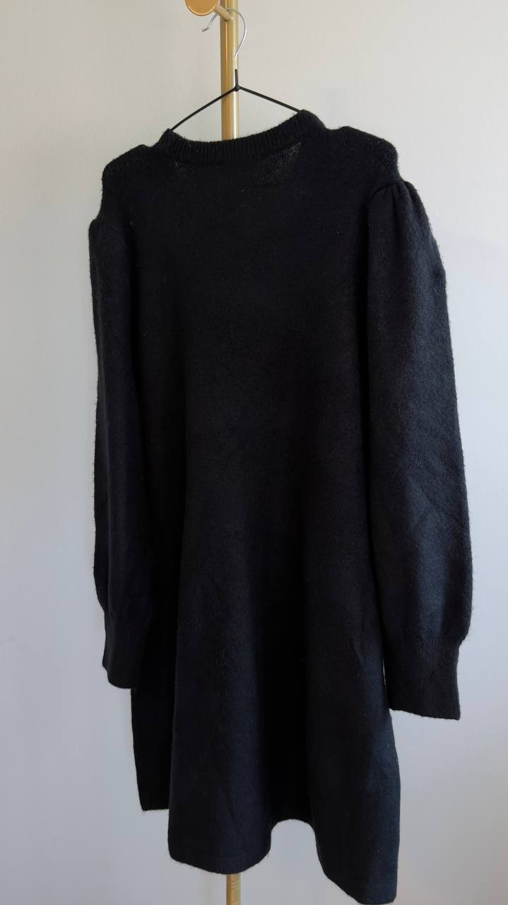 CeCe Bow Applique Sweater Dress Rich Black XL NWT $99