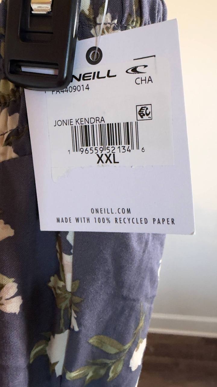 O’Neill Jonie Kendra Floral Wide Leg Pants Black Floral XXL NWT $49.50