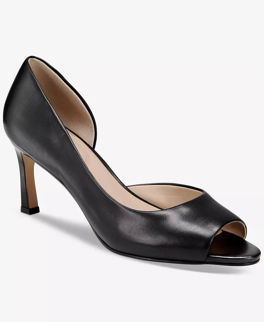 Giani Bernini Valorr Pumps 8M Black Leather Peep Toe d’Orsay NIB msrp$89.50
