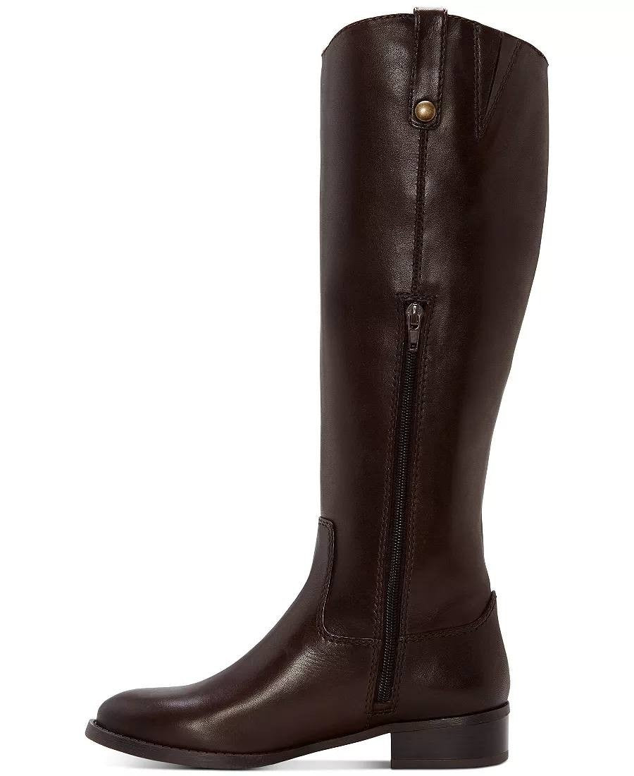 INC Fawne Boots 8M Chocolate Leather Knee‑High Riding Round Toe NIB msrp$189