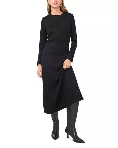 Vince Camuto Rib‑Front Midi Dress – 2X – Black – NWT
