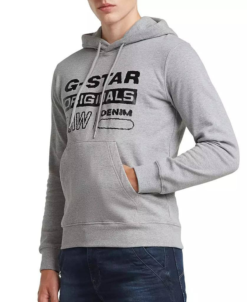 G‑Star RAW Men’s Distressed Originals Regular‑Fit Logo Fleece Hoodie Grey XXL
