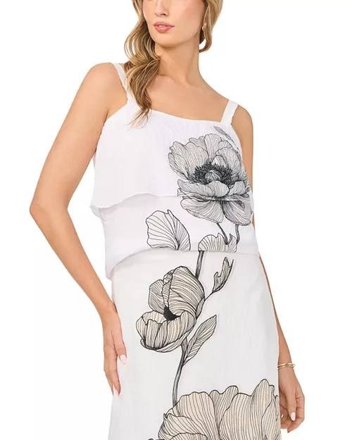 Vince Camuto Layered Square‑Neck Sleeveless Tank Ultra White S NWT $89