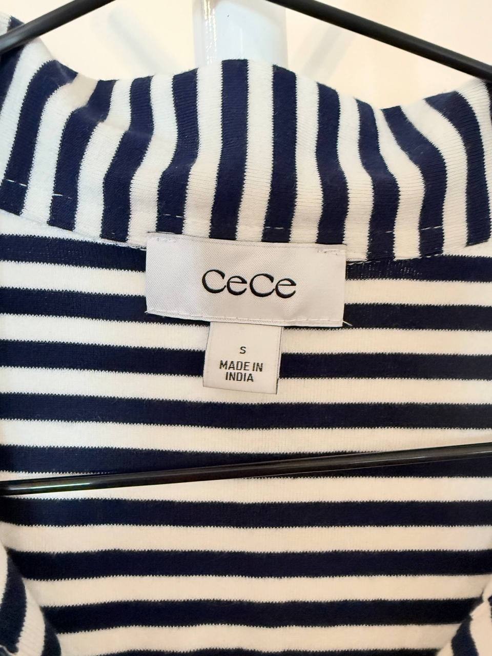 CeCe Maxi Polo‑Style Shirt Dress – White Striped – Size S – NWT – $99