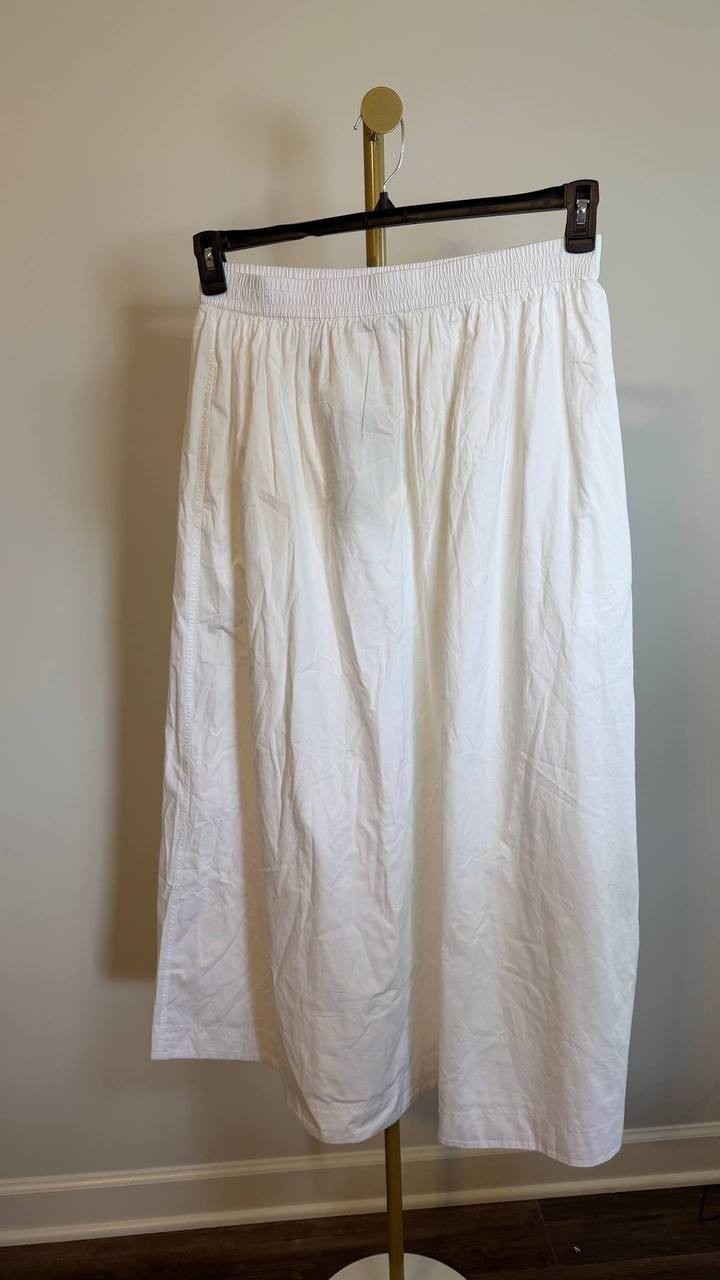 BOSS Vlondie White Maxi Skirt Size L NWT Elastic Waist Side Pockets