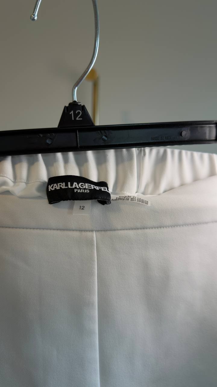 Karl Lagerfeld Paris  Floral-Hem Pull-On Pants Soft White 12 NWOT $229
