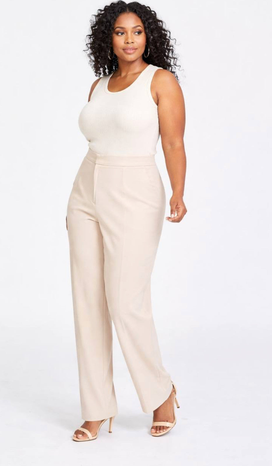 Nina Parker Scuba Straight‑Leg Pull‑On Pants BEIGE Size22W NWT Modern Chic