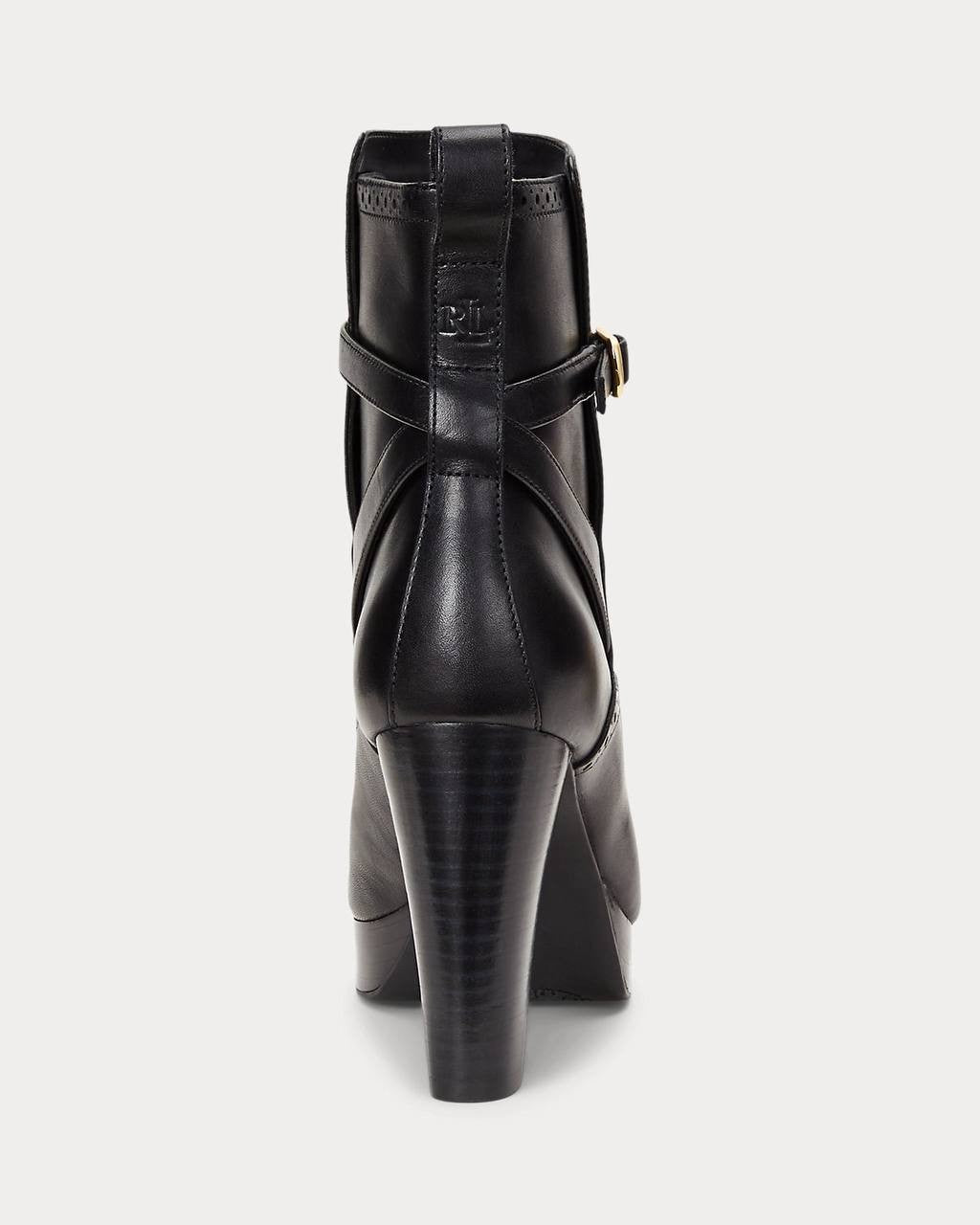 Lauren Ralph Lauren McKinsey Booties 11B Black Leather Brogue Strap NIB msrp$225