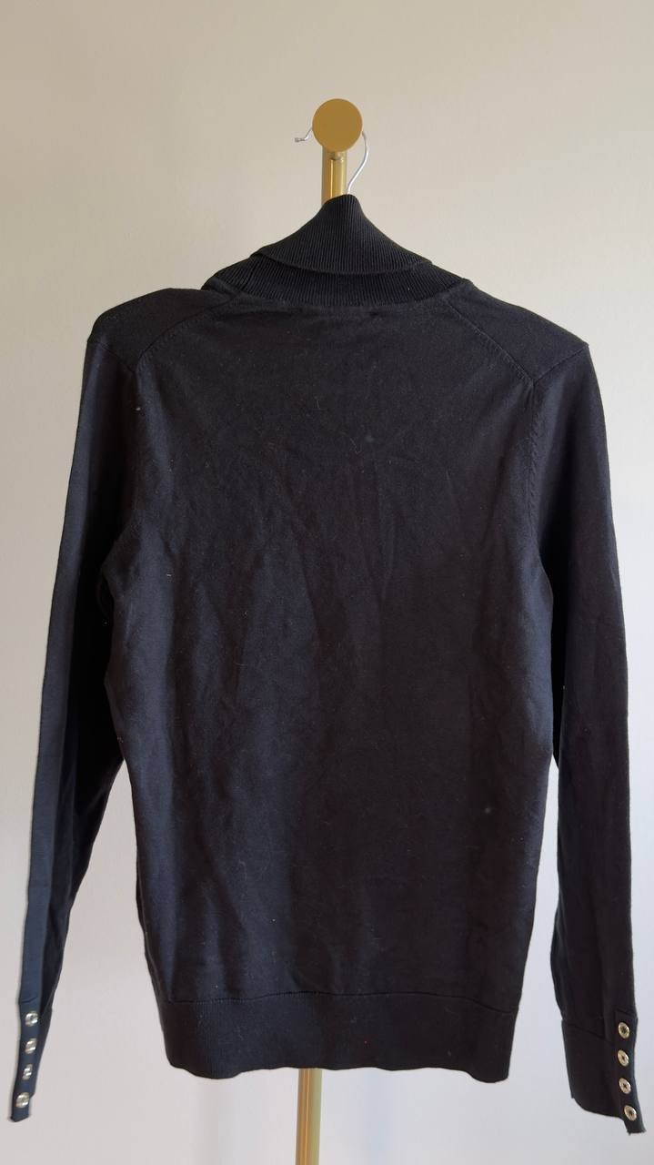 Tommy Hilfiger Cotton Lightweight Turtleneck Long Sleeve Top Black S/P NWT $69