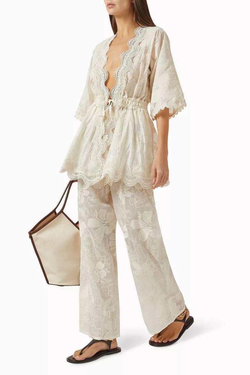 Waimari Jazmin Pants Cream Embroidered High Waist XS NWT $295
