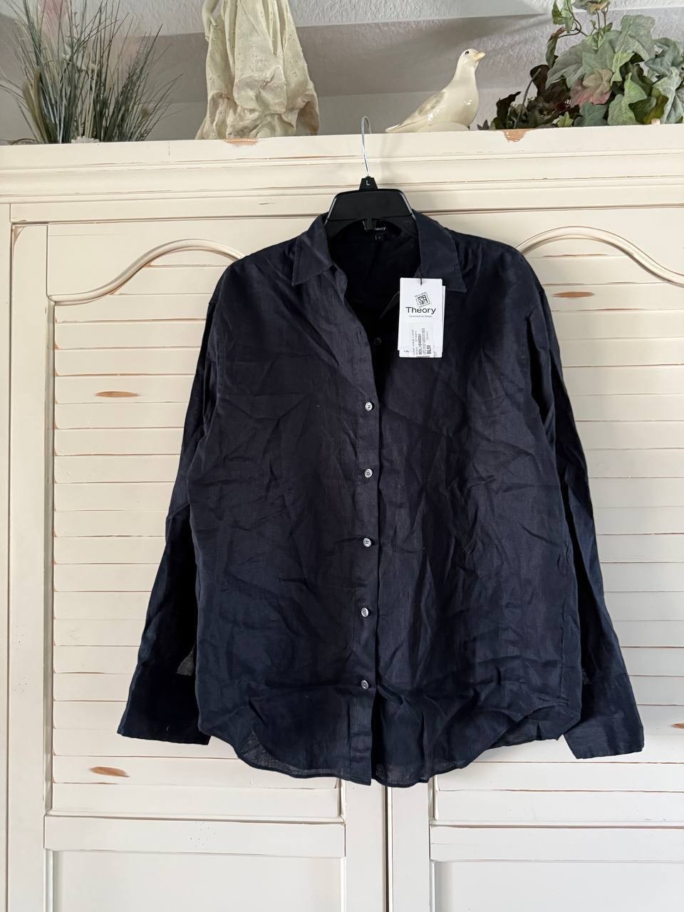 Theory Black Boyfriend Shirt - Size S, Lightweight Polyester, Button Front