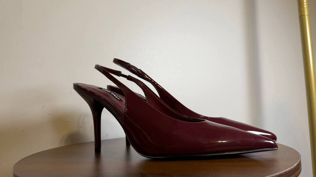 Nine West Dark Red Man‑Made Toe Slingback Pumps Size 9M NIB MSRP $119
