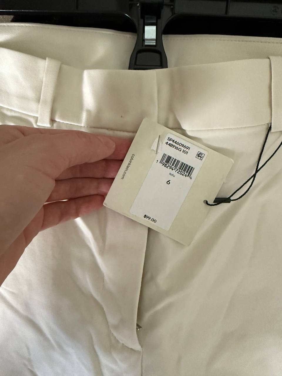 Calvin Klein Cotton Stretch Chino Pants, Straight Fit, Size 6, Tofu Chic