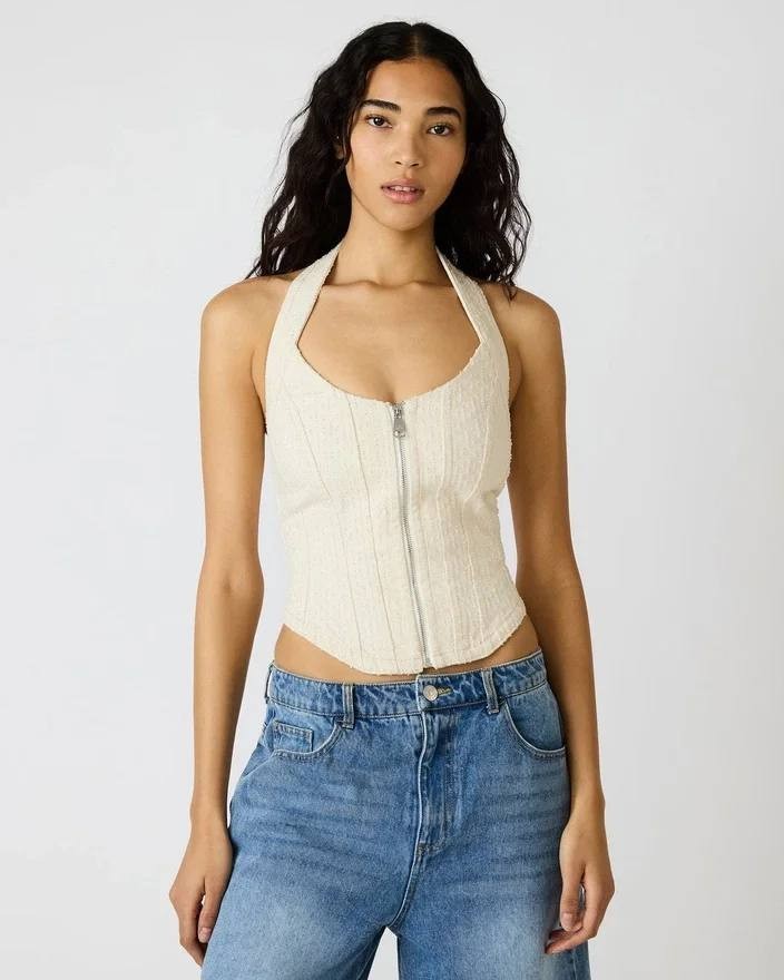 Steve Madden Natasha Corset Top Natural 10 NWT $69