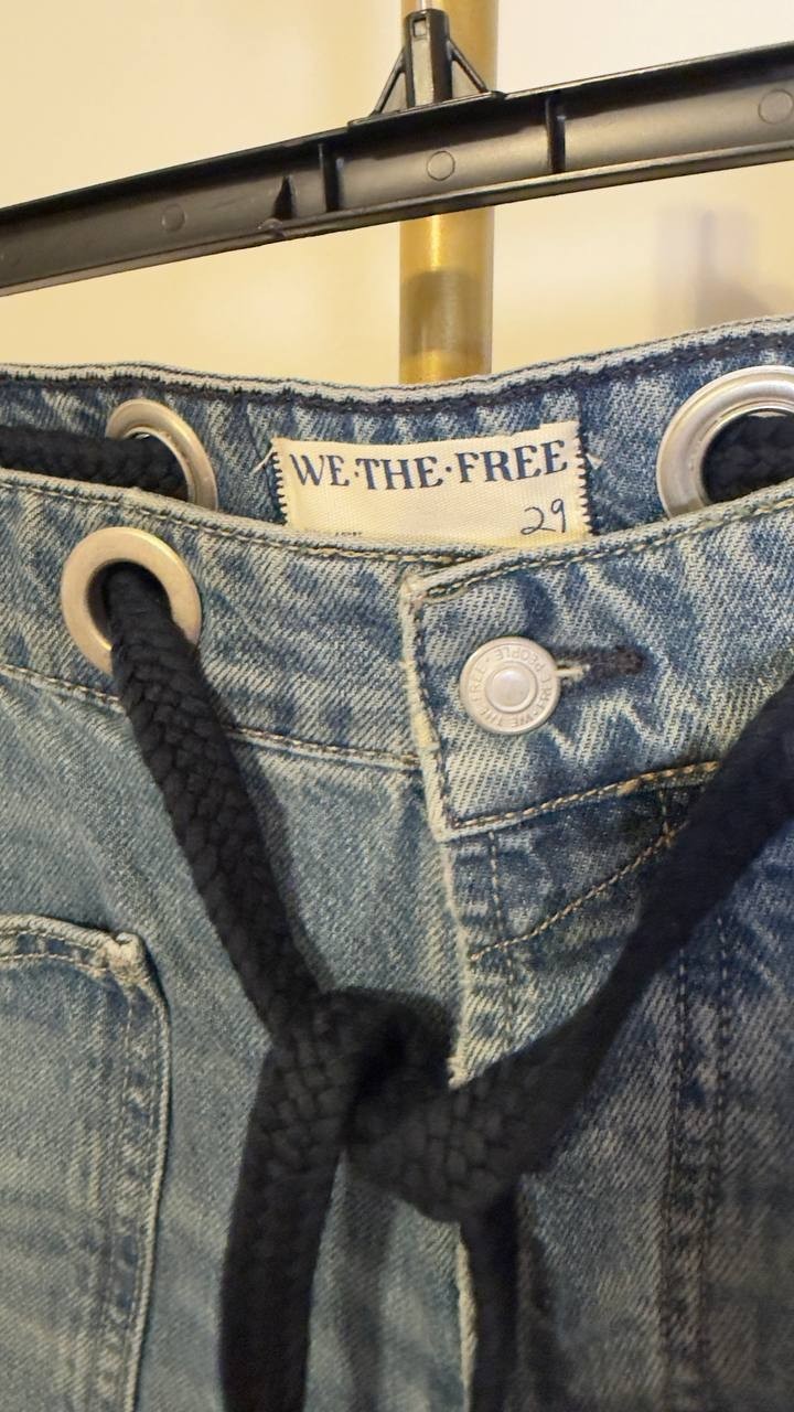 We The Free Moxie Low Slung Pull-On Barrel Jeans Blue 29W NWT $148