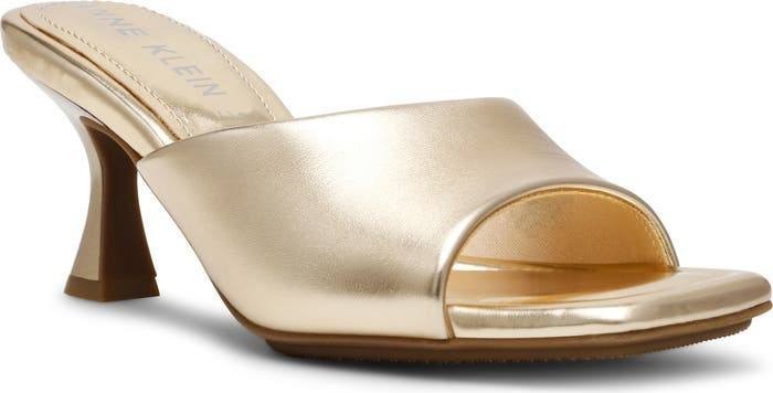 Anne Klein Jerilyn Sandals 7M Light Gold Slide Kitten Heel NIB msrp$89
