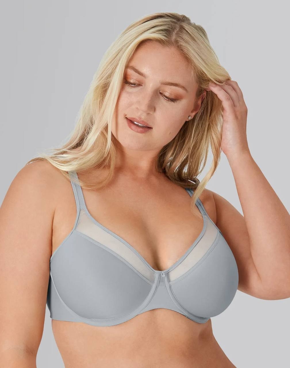 Paramour by Felina Lightly Lined Mesh Balconette Underwire Bra Gray 36G