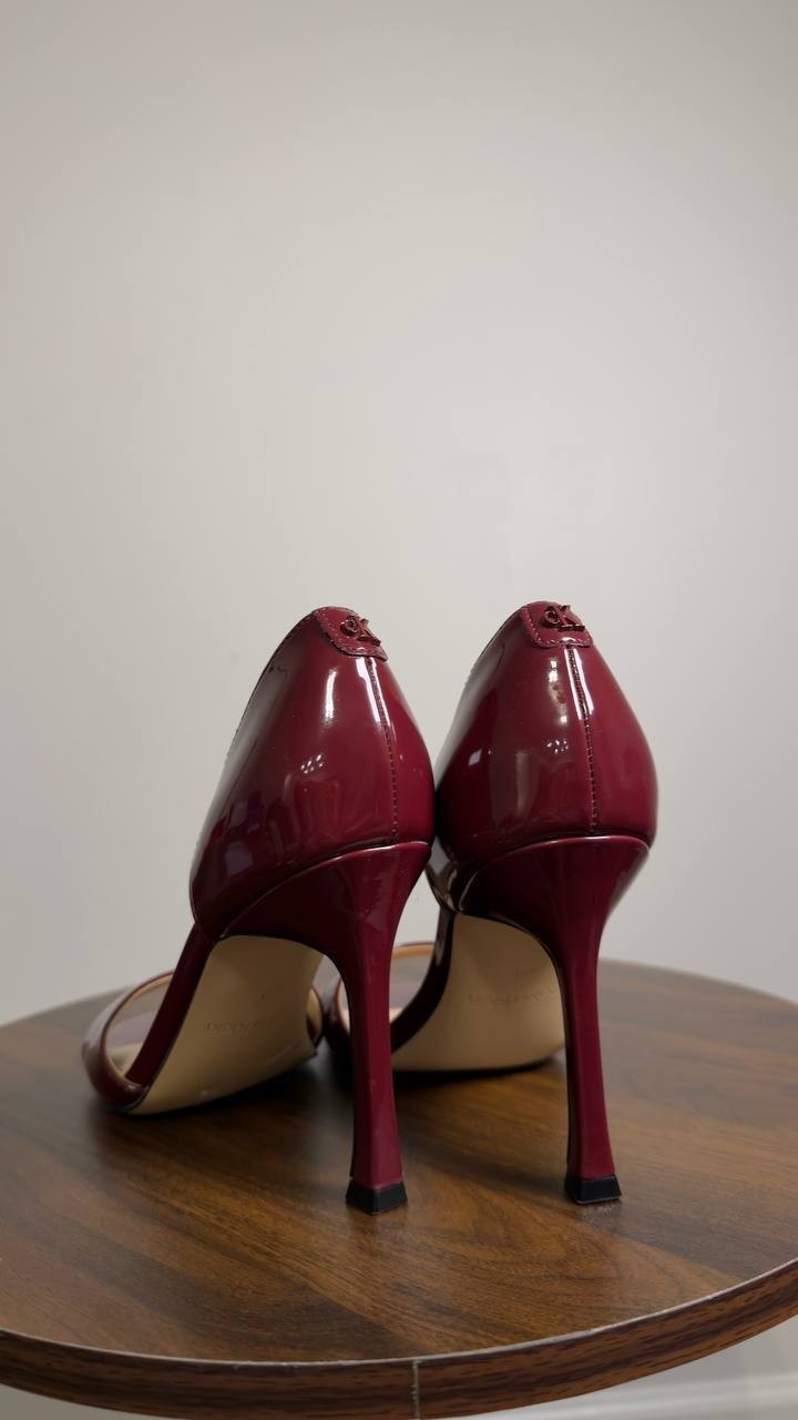 Calvin  Klein  Aileen  D’Orsay  Stiletto  Sandals  Dark  Red  6  M  Pre‑owned 