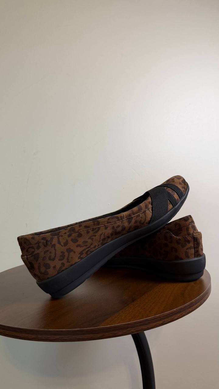 Easy Spirit Acasia Flats 8M Leopard Print Textile Slip‑On Lightweight NIBmsrp$69