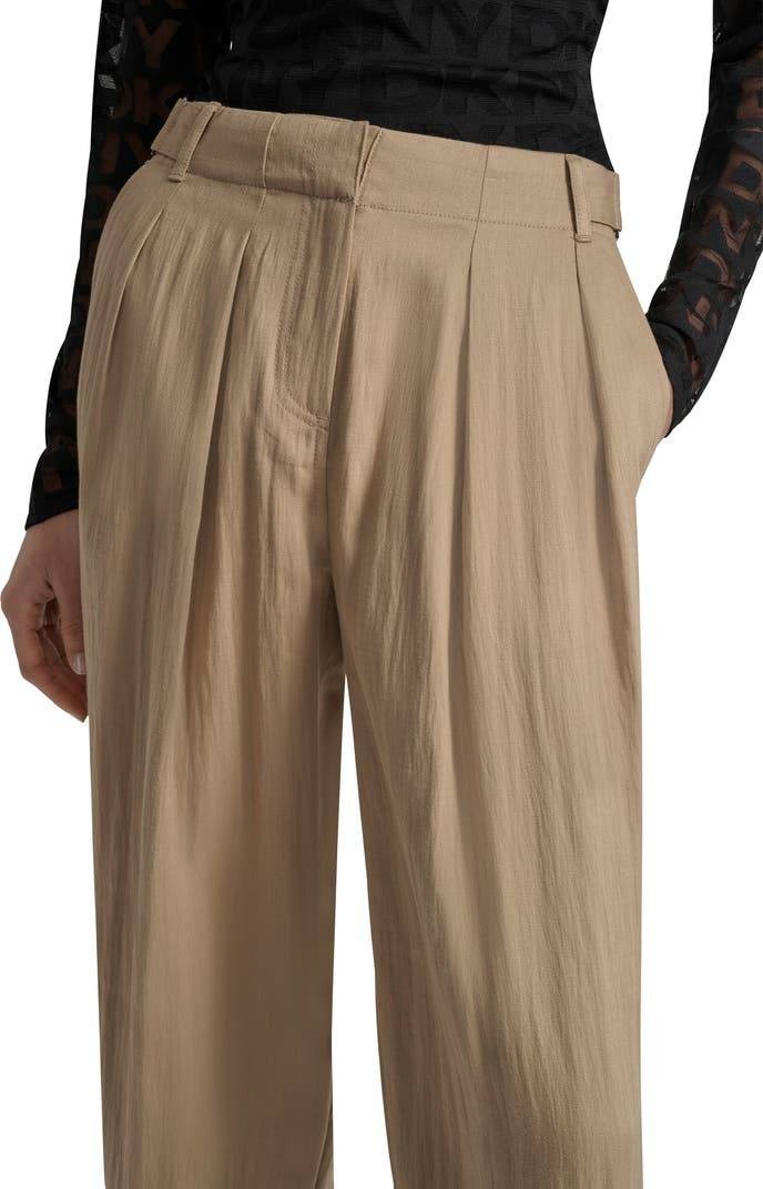 DKNY Weathered Twill Pleated Pants – Size 12 –Beige– NWT – $99