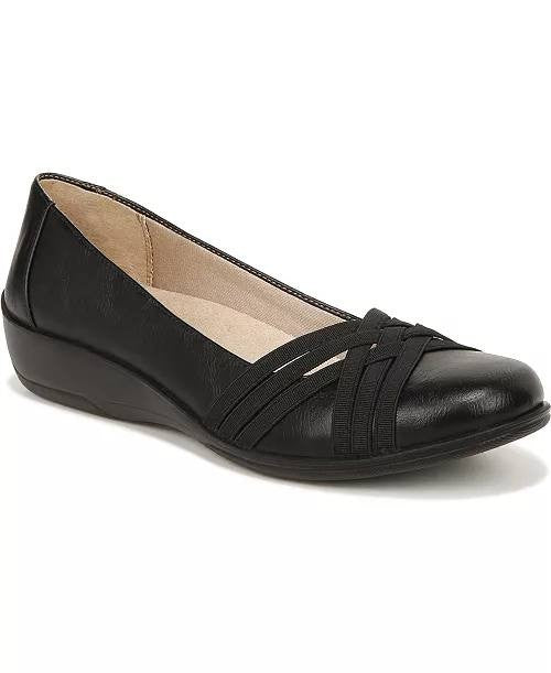 LifeStride Incredible 2 Flats 7.5M Black Slip‑On Wedge Comfort NIB msrp$79