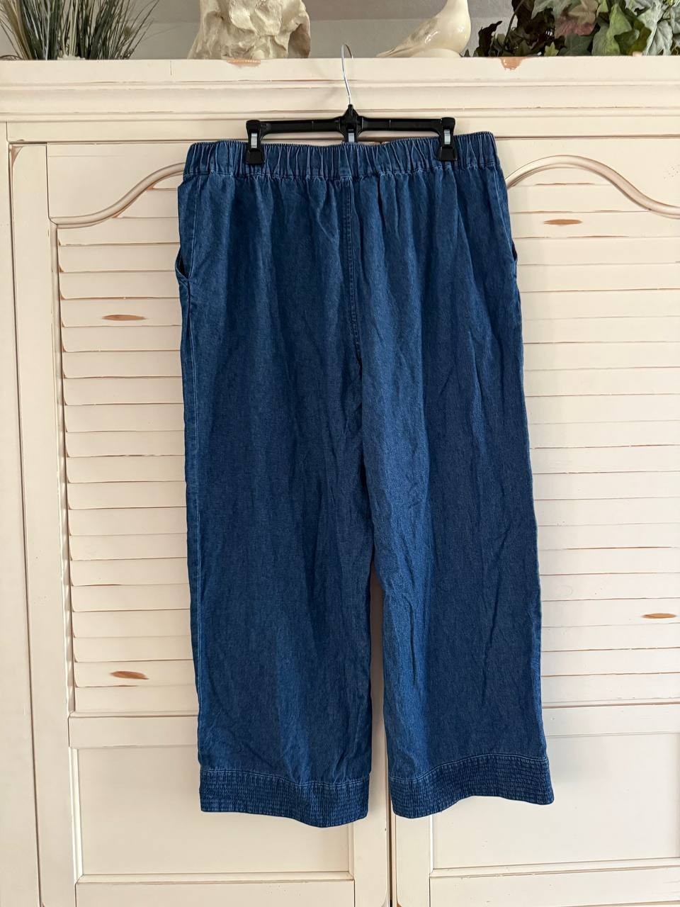 Jones New York Chambray Tie-Waist Pant – Blue, Size L