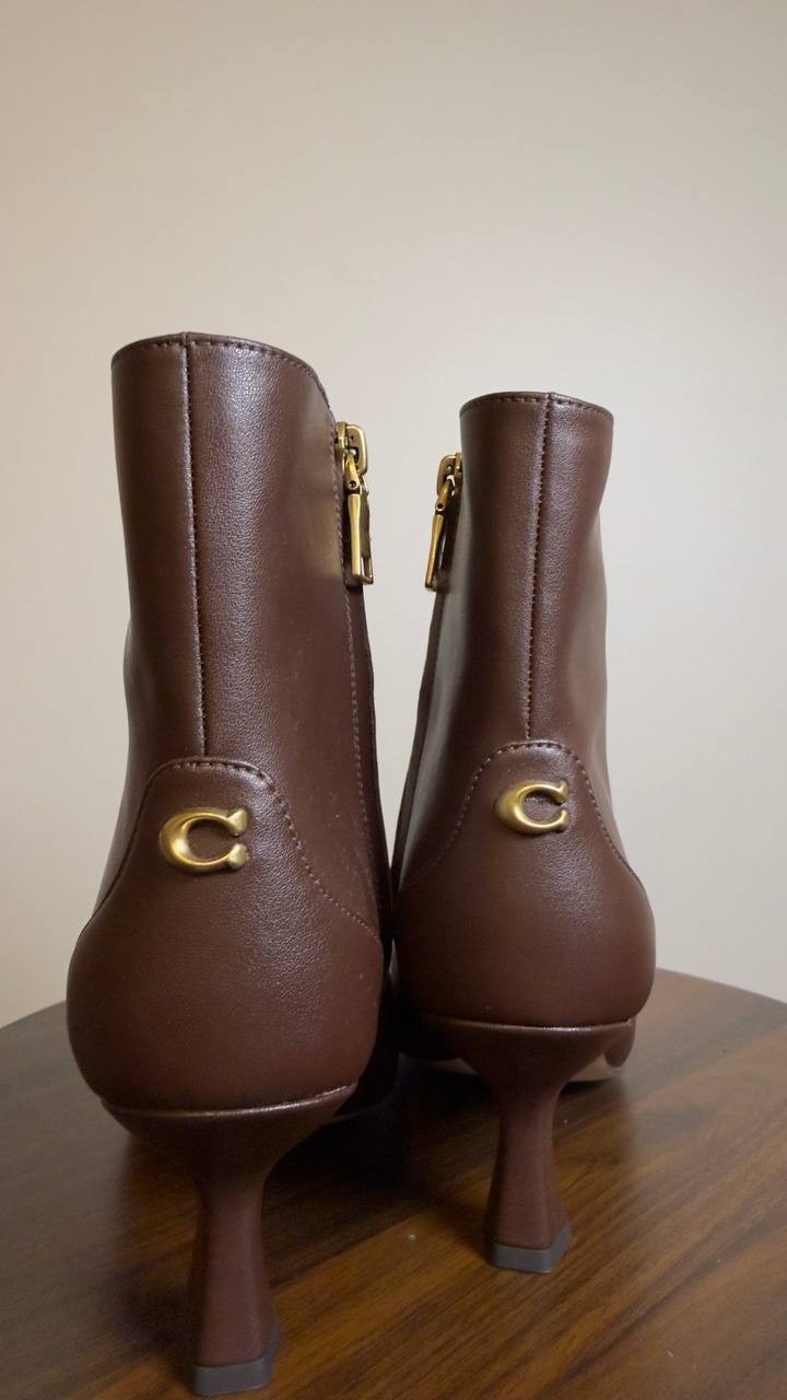 Coach Kitten Heel Booties Brown 8 B New $250.00