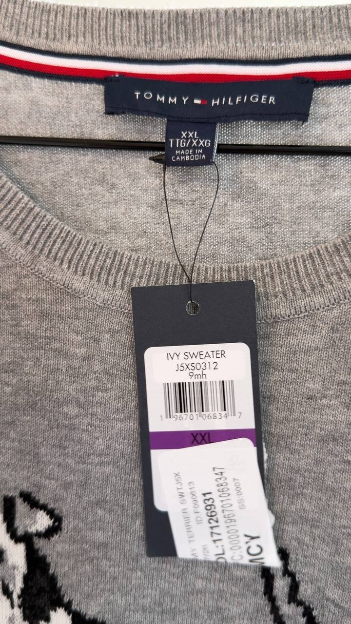 Tommy Hilfiger Cotton Terrier Crewneck Sweater Grey XXL NWT $69.50