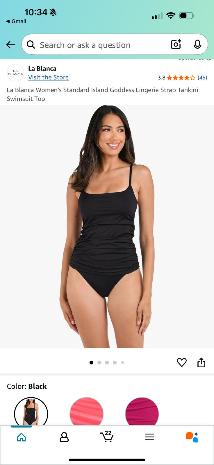 La Blanca Women's One Piece Swimsuit Island Goddess Shirred Side XS Black