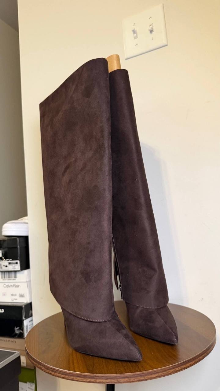 INC Intl Concepts Reach Truffle Faux Suede High Boots 8.5M NIB MSRP $129.90