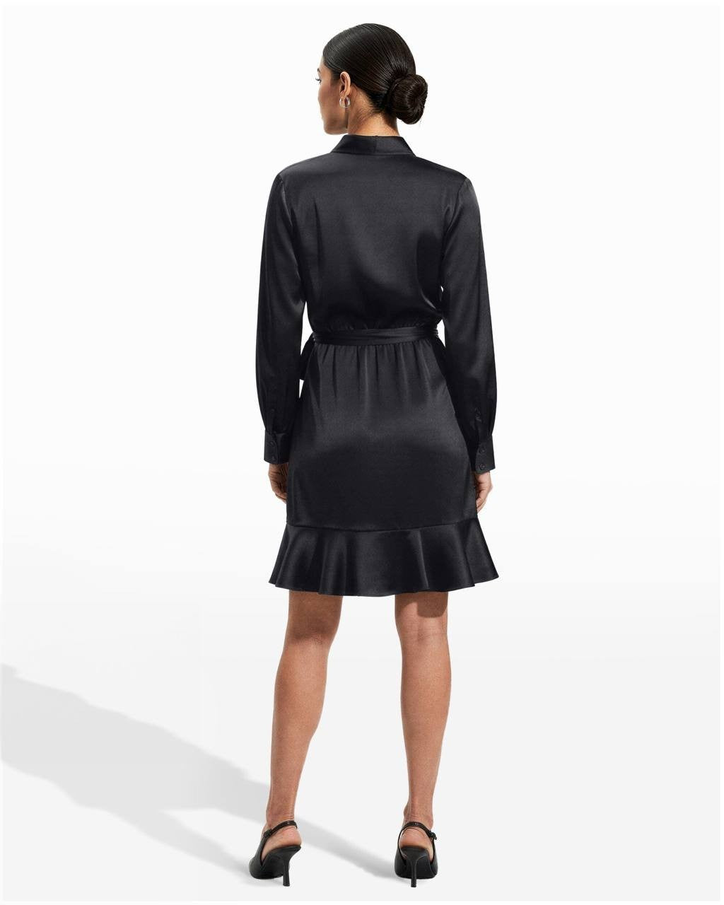 Anne Klein Faux‑Wrap Shawl‑Collar Dress – Black – Size 12 – NWT – $129