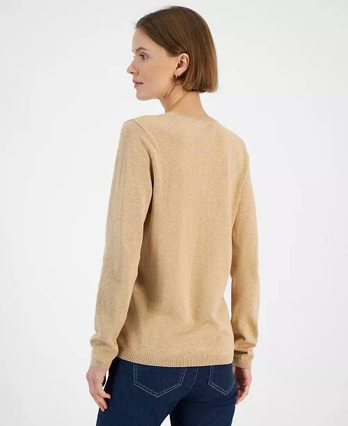 Tommy Hilfiger Holly Crewneck Cotton Sweater Sand XL NWT $69.50