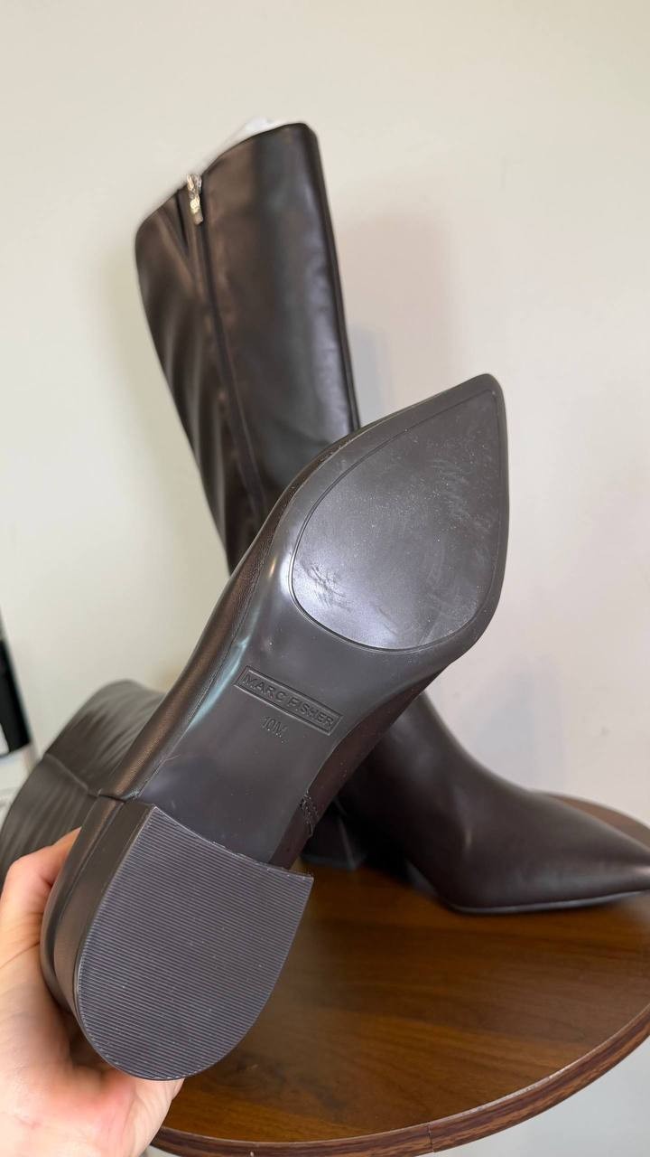 Marc Fisher Toe Tall Boots 10M Dark Brown Man‑Made New in Box MSRP $179