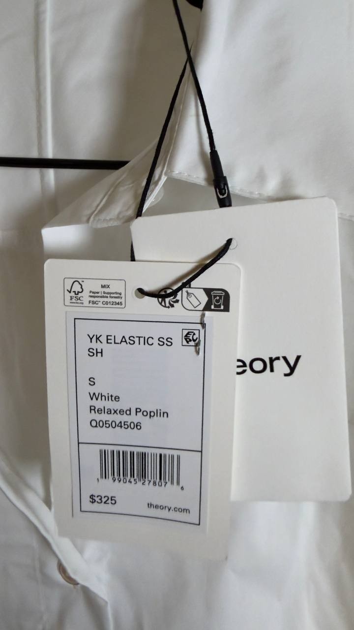 Theory Women’s Elastic Waist Shirt White S NWT $325