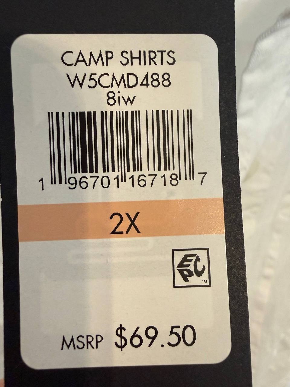 Tommy Hilfiger Plus‑Size Cotton Shadow‑Striped Camp Shirt–White–Size 2X–NWT–$69